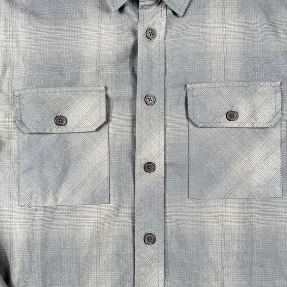Bylt Trestles Flannel Shirt Men's Large Gray Plaid Double Pocket Embroidery Logo - Picture 9 of 12